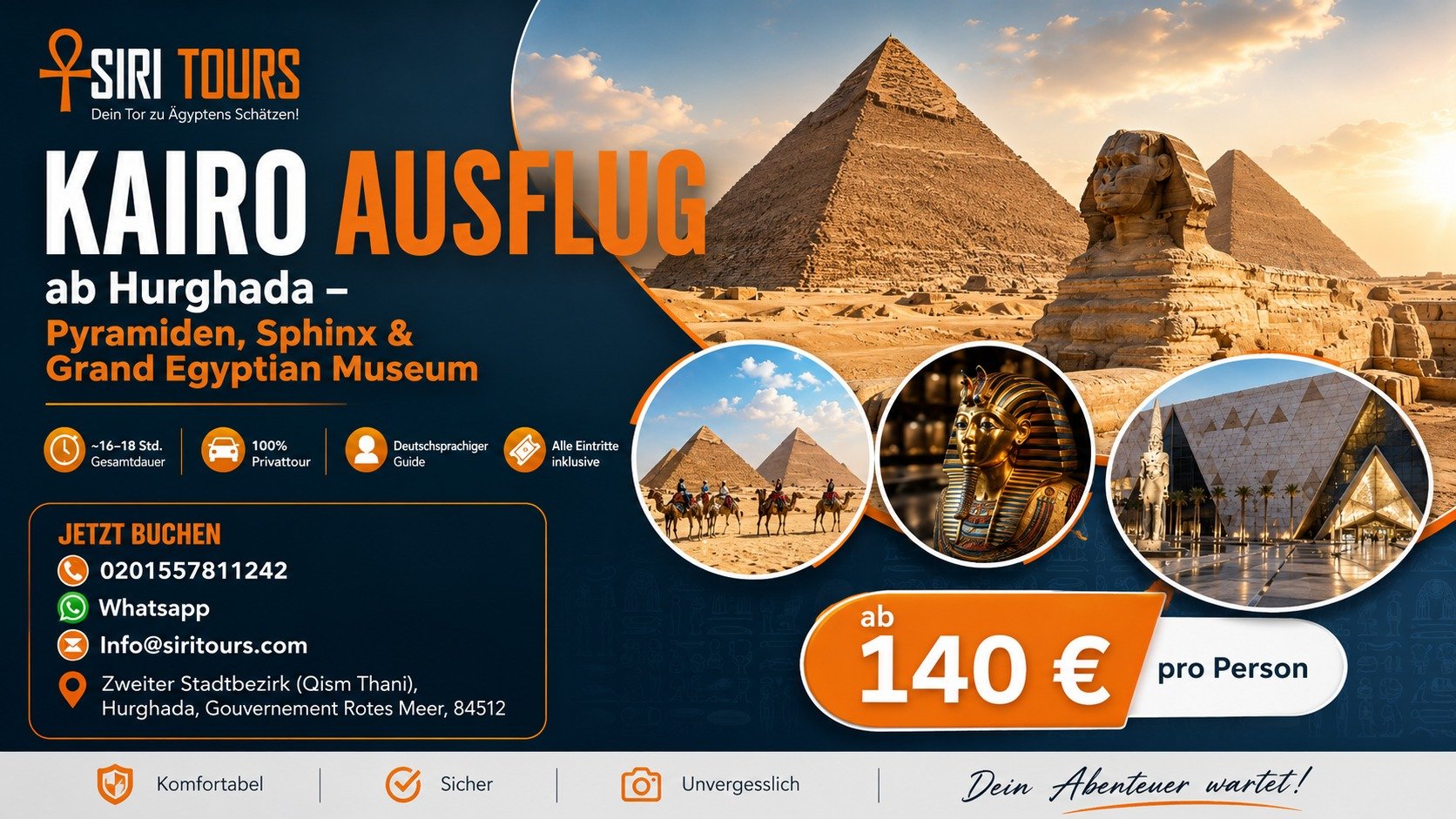 Kairo Ausflug ab Hurghada – Pyramiden, Sphinx & Grand Egyptian Museum