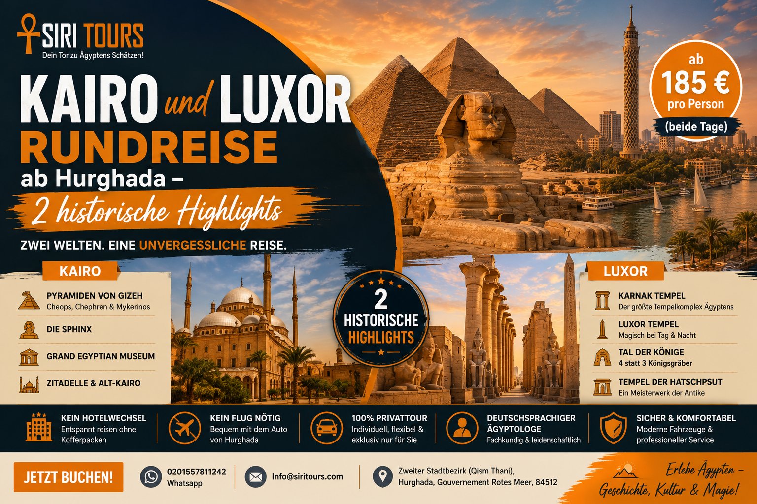 Kairo und Luxor Rundreise ab Hurghada – 2 historische Highlights